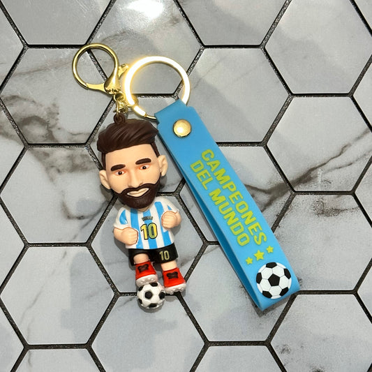 ⚽ Messi “Campeones del Mundo” Keychain – Argentina Edition