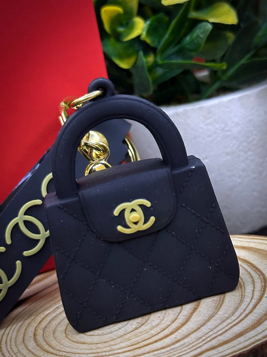 👜 Luxury Bag Keychain – Black Edition with Golden Charm
