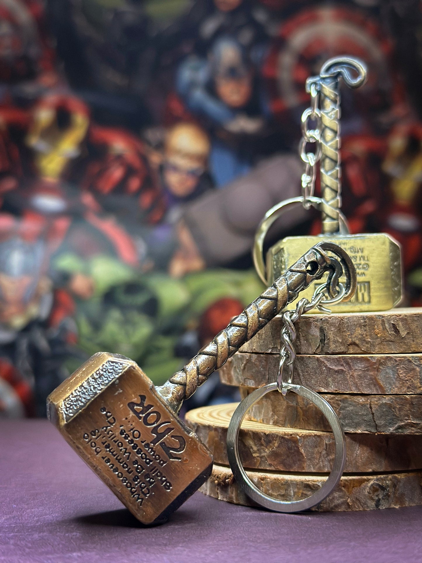 Thor’s Hammer Keychain Set – Marvel Weapons Miniature Keyring