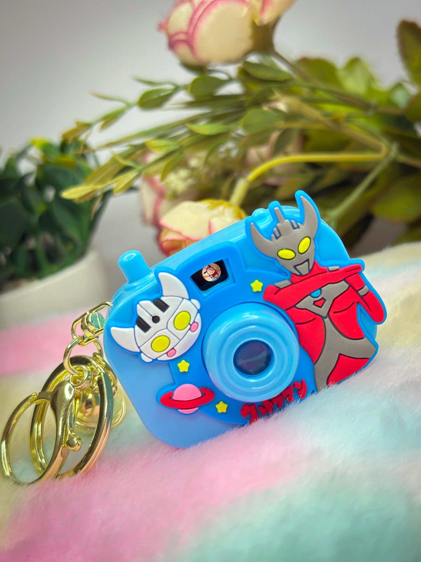 π Kawaii Camera Keychain β Cartoon Character Pop Fidget Toy with Projector