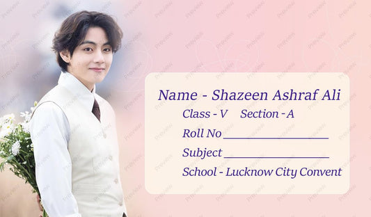 BTS Themed Student Name Label Stickers – Set of 40 | Waterproof & Easy Peel | School Supplies