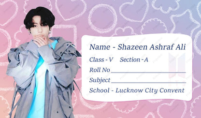 BTS Themed Student Name Label Stickers – Set of 40 | Waterproof & Easy Peel | School Supplies
