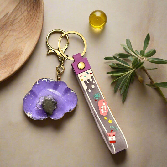 🐘 Purple Elephant Liquid Glitter Keychain – Cute Starry Charm