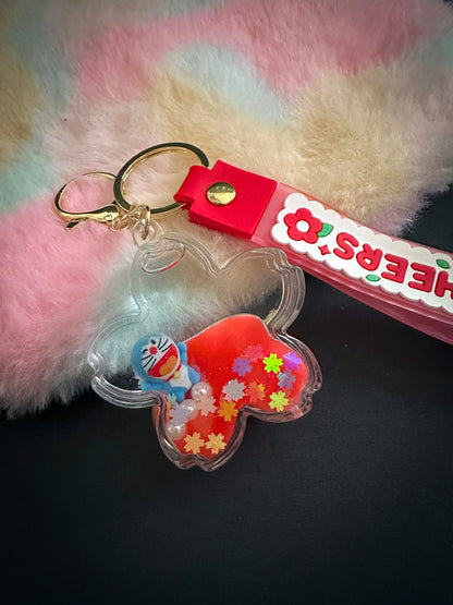 Doraemon Liquid Glitter Keychain – Cute Charm for Bags & Keys