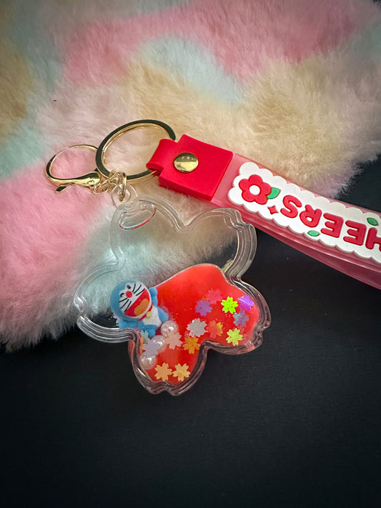 Doraemon Liquid Glitter Keychain – Cute Charm for Bags & Keys