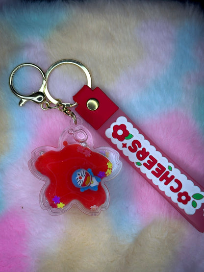 Doraemon Liquid Glitter Keychain – Cute Charm for Bags & Keys