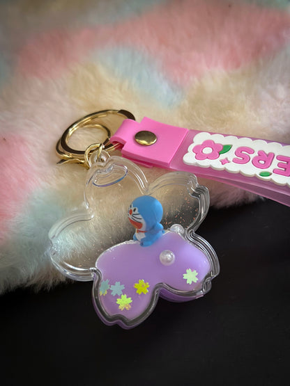 Doraemon Liquid Glitter Keychain – Cute Charm for Bags & Keys