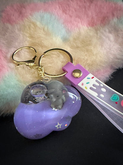 🐘 Purple Elephant Liquid Glitter Keychain – Cute Starry Charm