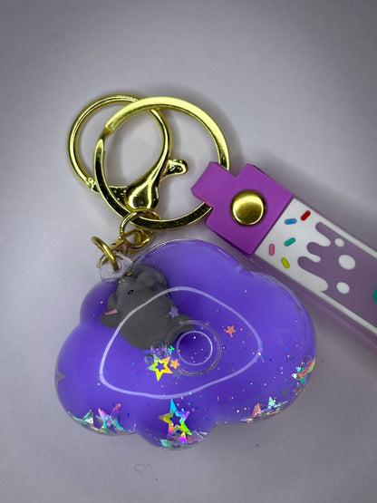 🐘 Purple Elephant Liquid Glitter Keychain – Cute Starry Charm
