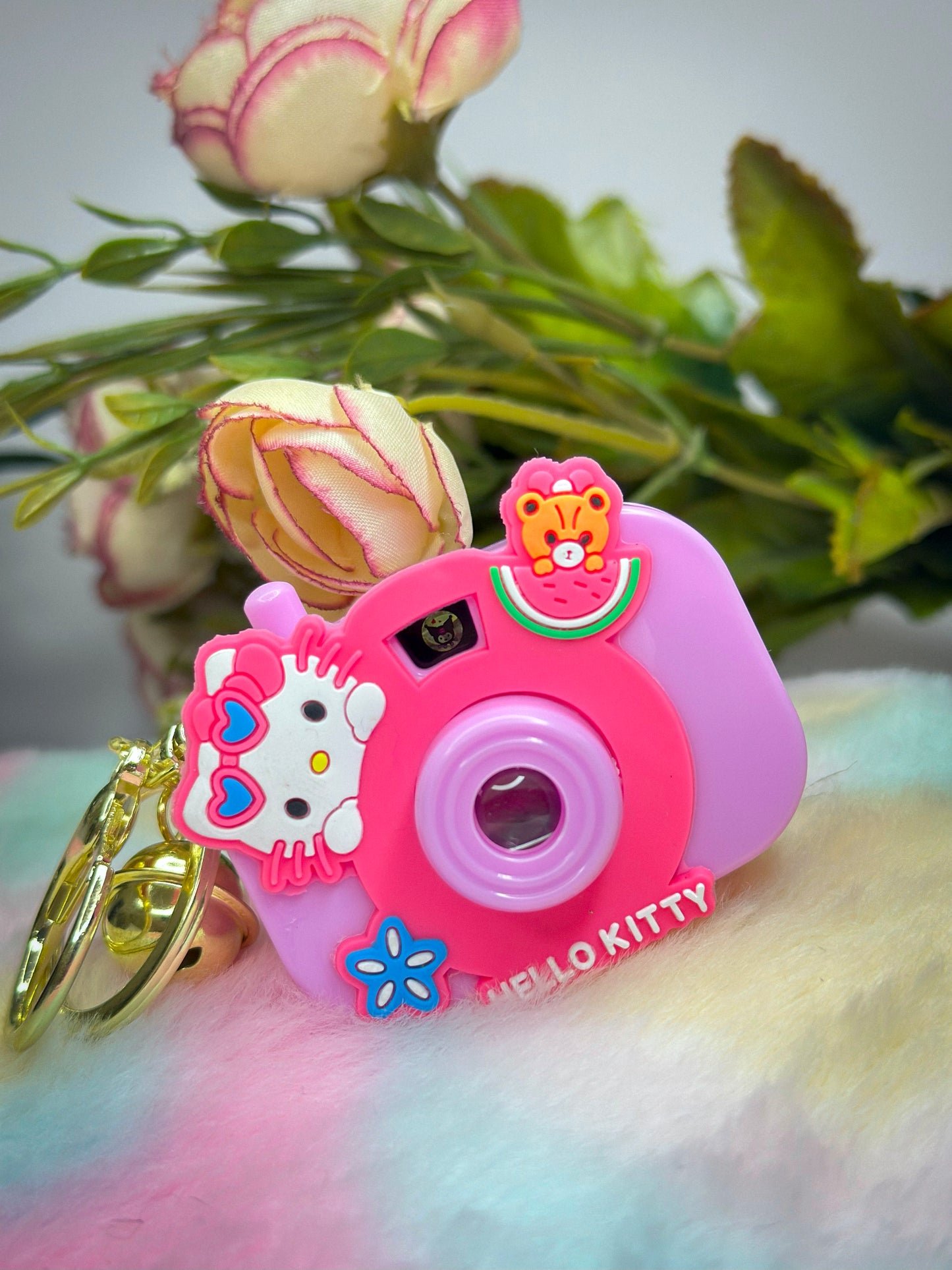 🌈 Kawaii Camera Keychain – Cartoon Character Pop Fidget Toy with Projector