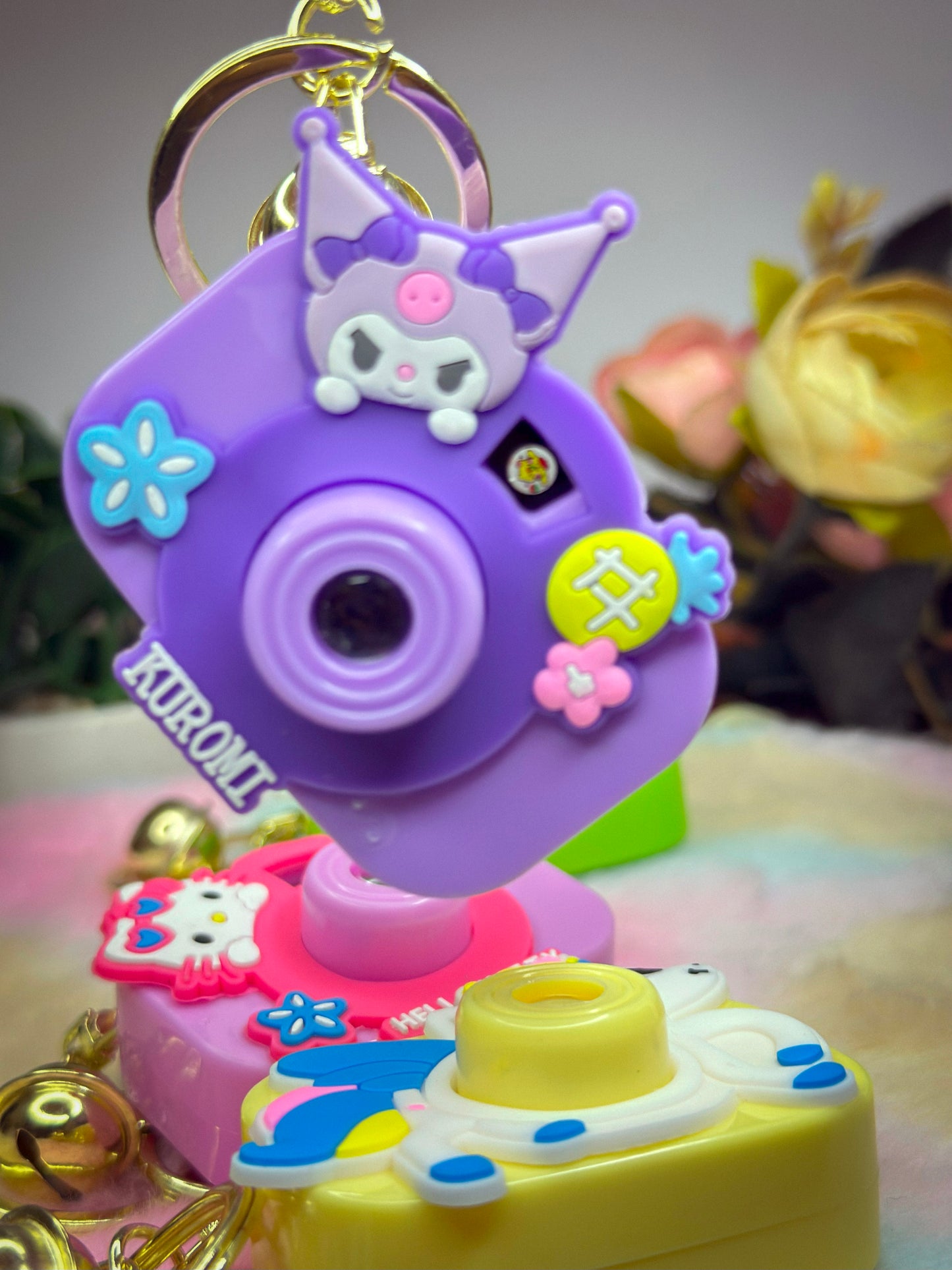 🌈 Kawaii Camera Keychain – Cartoon Character Pop Fidget Toy with Projector