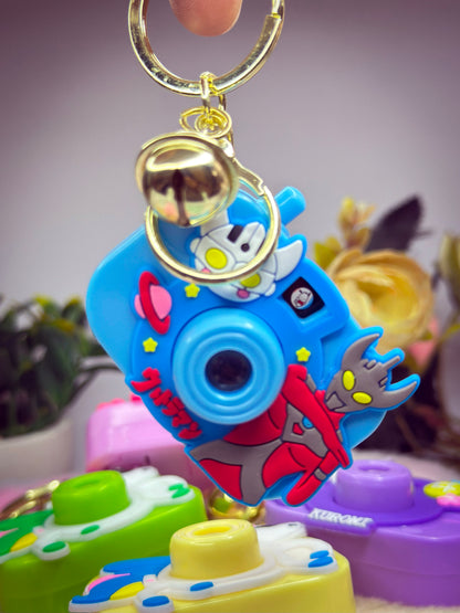 🌈 Kawaii Camera Keychain – Cartoon Character Pop Fidget Toy with Projector